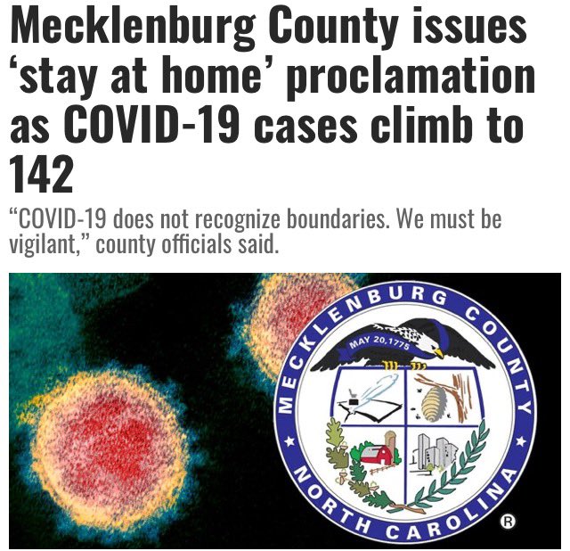 As of a few hours ago here in #MecklenburgCounty #CharlotteNC #COVID19NC 
Stay safe everyone.
#WashYourHands & 
#SocialDistancing saves lives.

Listen to the experts NOT @realDonaldTrump, he’s an idiot.

#DemcastNC #Resist