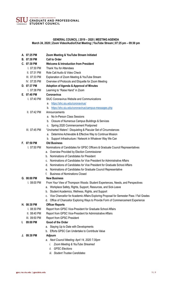 Hey <a href="/usg_siu/">SIU Student Govt.</a>, how are you fairing with the #StayAtHomeOrder? Tonight <a href="/GPSC_SIU/">Grad & Pro Students</a> is trying a YouTube streamed Zoom Meeting...looking forward to it😬 youtu.be/00KZcOZCcRk #ThisIsSIU #Salukis #SIU