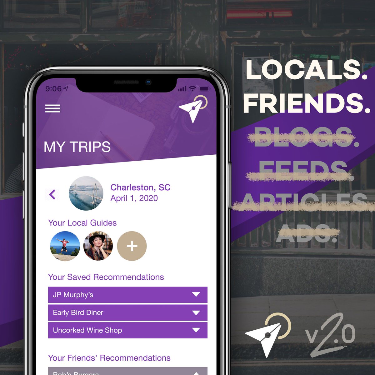 LegendTravelApp's tweet photo. 👬 LGND v2.0 Feature: Locals AND Friends 👭 

Organize recommendations from locals (in our featured cities) &amp; from friends (in any city) for your next trip – organized neatly and available with our map view.

And as per usual, no blogs, feeds, articles, or ads. #travelapp #travel https://t.co/FctDDrPW9T