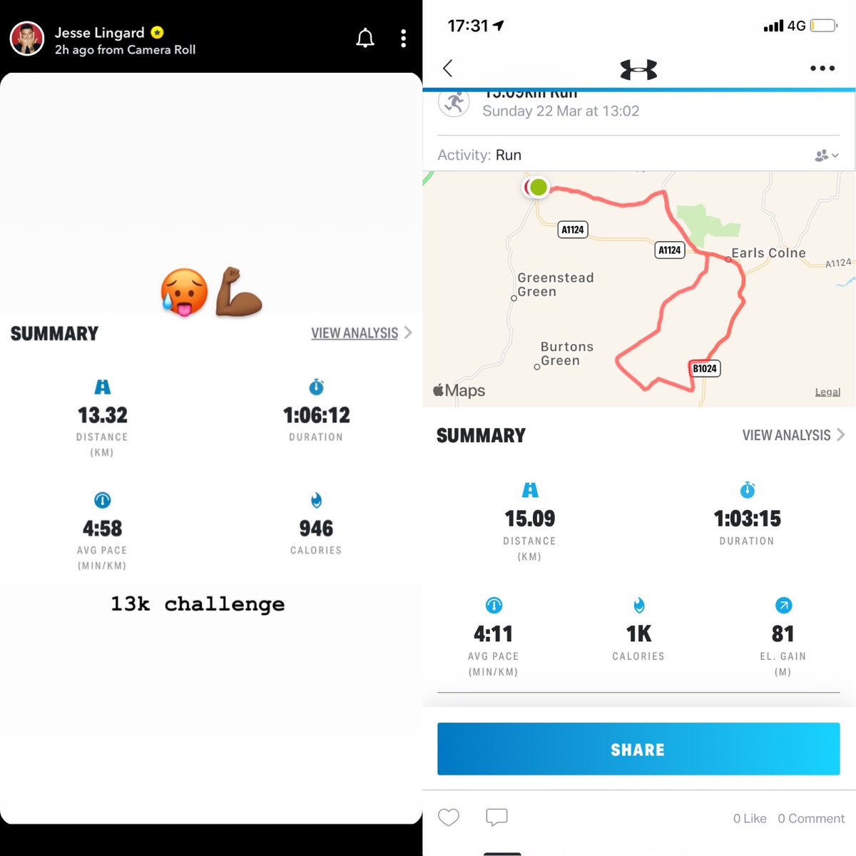 BraenenA's tweet photo. @paddypower Didn’t win against my run tho and I ran a longer distance🏃🏻‍♂️ 👀🤪 @JesseLingard https://t.co/Y8OKJJ1DNw