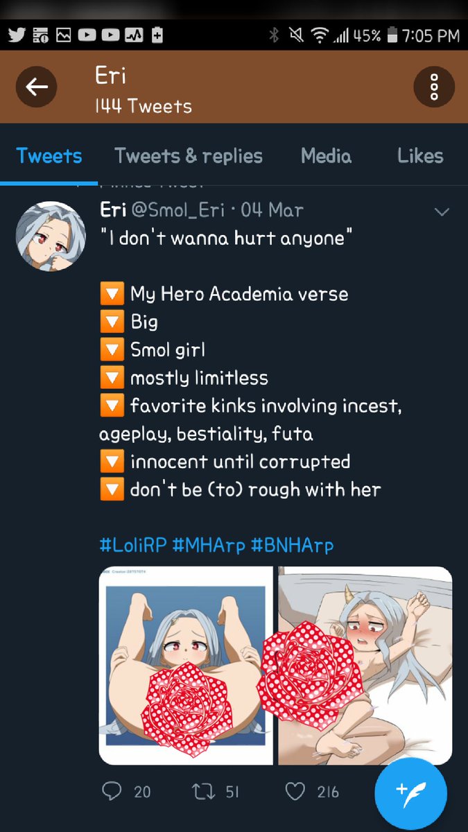 URAVlTlES's tweet image. #StopLewdingEri

This account is disgusting. I don't care, send me hate, whoever you are. You deserve the hate. This is gross, she's 7.

Whoever's with me, heart and RT #StopLewdingEri I post!! 

Help save Eri!!