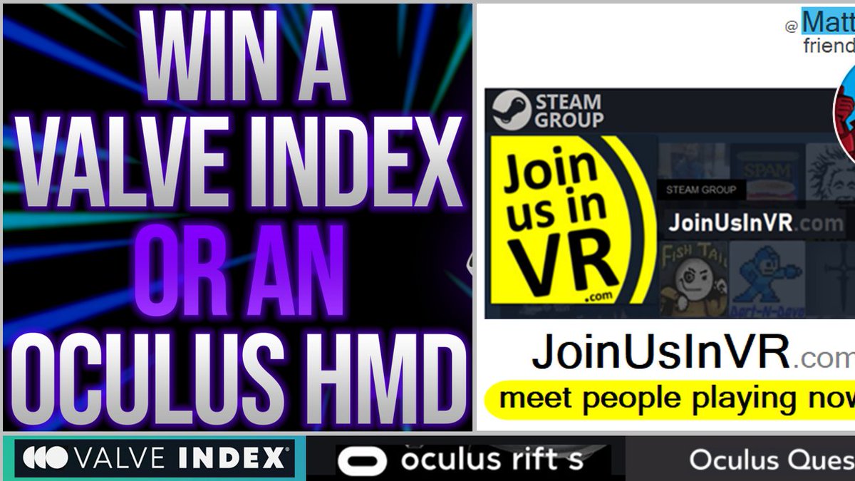 JoinUsInVR's tweet photo. @SteamStatus says you can't #JoinUsInVR since #Steam is down.
Anyone want to WIN a Index or Oculus Headset ?
✅Like + Retweet
✅CLICK► https://t.co/1K9Z96mDuu
#giveaway #oculus #steamvr #vr #index https://t.co/LbTD0OXLXr