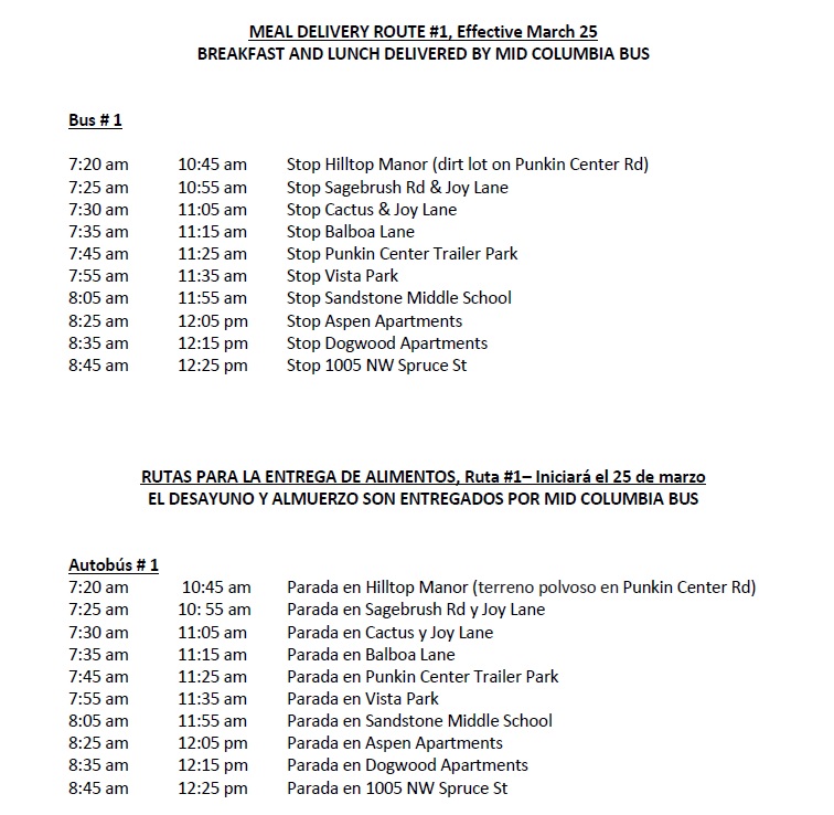 HermistonSD's tweet photo. New bus stops have been added. Please pay close attention if the times have changed for your area.

Nuevas paradas se han agregado. Por favor ponga atención si el horario cambio para su área. https://t.co/LxGOYHzqr3