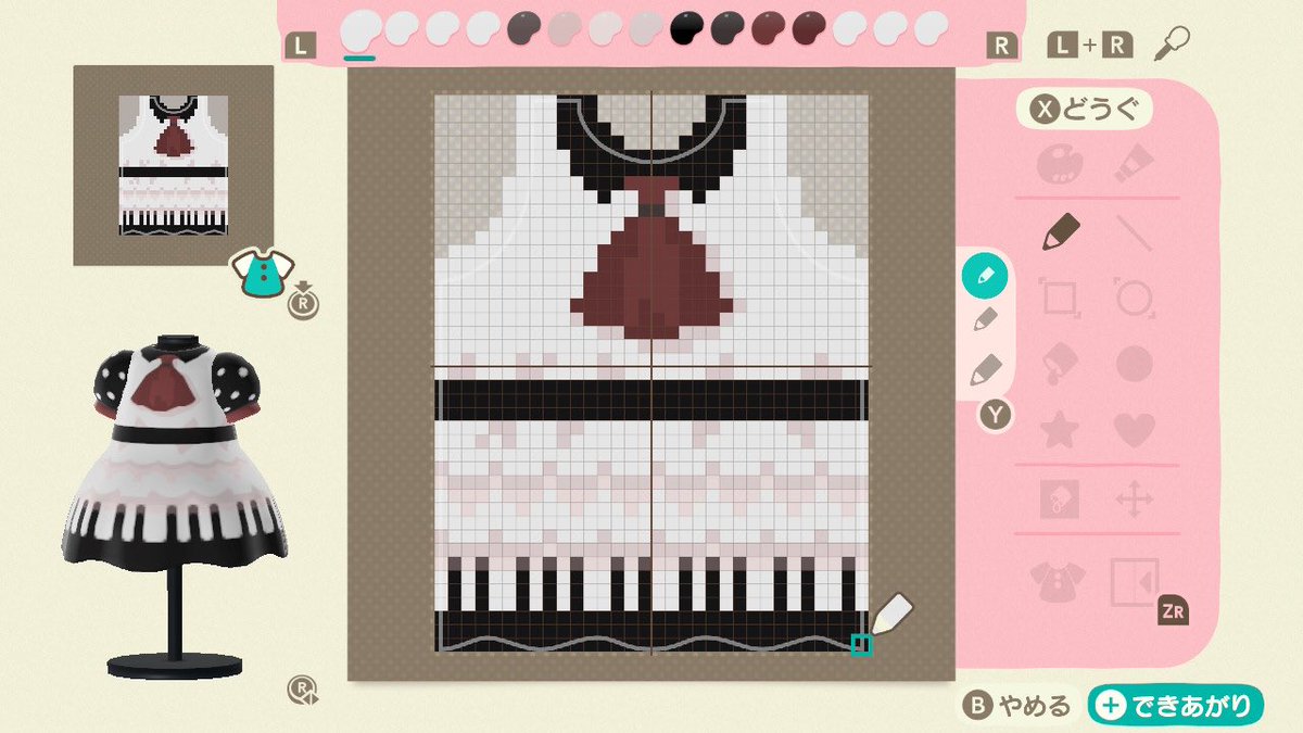 ゆずの木 マイデザイン ピアノのワンピース 鍵盤に 見えるかなぁ あつ森 あつまれどうぶつの森 どうぶつの森 マイデザイン