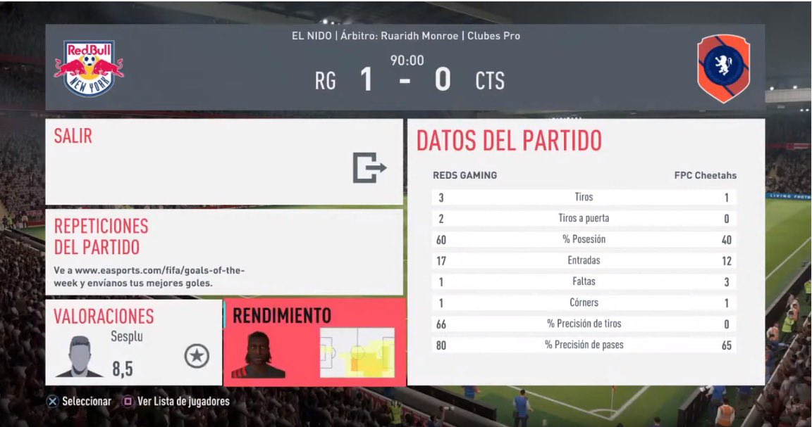 Constantí eSports (@consesports) on Twitter photo Jornada 2 | #VPG #Level2
Premier South
REDS GAMING 1-0 <a href="/FPCCheetahs/">FPC Cheetahs</a>
⚽️ <a href="/yhonjimenez1/">Yhon jimenez</a>.
👟 <a href="/Sesplu8/">Sesplu</a>.
⭐️ <a href="/Sesplu8/">Sesplu</a>.
#GoReds🔴🦅 Jornada 2 | #VPG #Level2
Premier South
REDS GAMING 1-0 <a href="/FPCCheetahs/">FPC Cheetahs</a>
⚽️ <a href="/yhonjimenez1/">Yhon jimenez</a>.
👟 <a href="/Sesplu8/">Sesplu</a>.
⭐️ <a href="/Sesplu8/">Sesplu</a>.
#GoReds🔴🦅