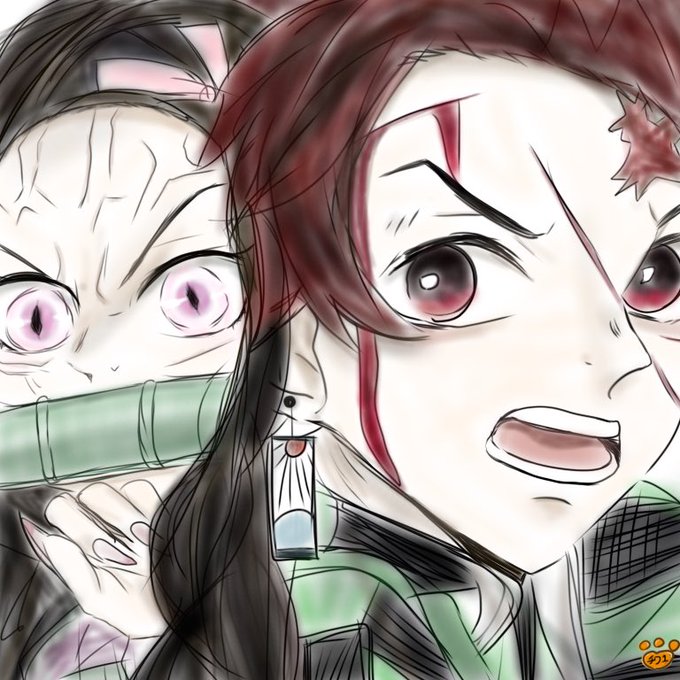 チワ1⭐さんがTwitterに投稿した竈門炭治郎(鬼滅の刃)のイラスト。