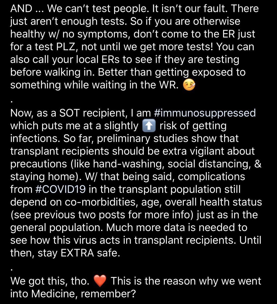 Posted this on <a href="/instagram/">Instagram</a> earlier &amp; it blew up, so I decided to post it here too. I figured that I have a unique voice in this. 

I am an ER resident with a graduate degree in Public Health &amp; I am living with a solid organ transplant... this situation is getting out of hand.