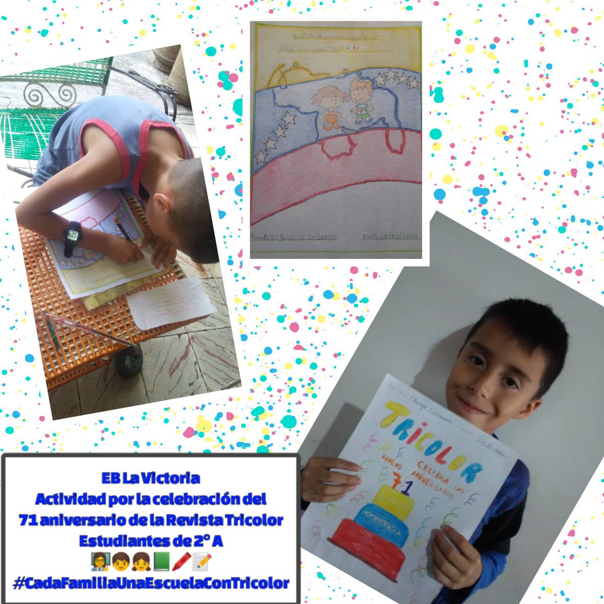 Los niños y niñas de EB La Victoria les deseamos Feliz aniversario N° 71 Revista Tricolor 🥳🥳🥳
<a href="/clifpdjunin2018/">@clifpdjunin2018</a> <a href="/maduro_en/">Nicolás Maduro</a> <a href="/2018Cra/">CDCE Junín Táchira</a> @MPPEDUCACION <a href="/cenamec_centros/">Coordinación Nacional de los Centros</a> <a href="/Aristobulo_Psuv/">AristobuloPsuv</a>