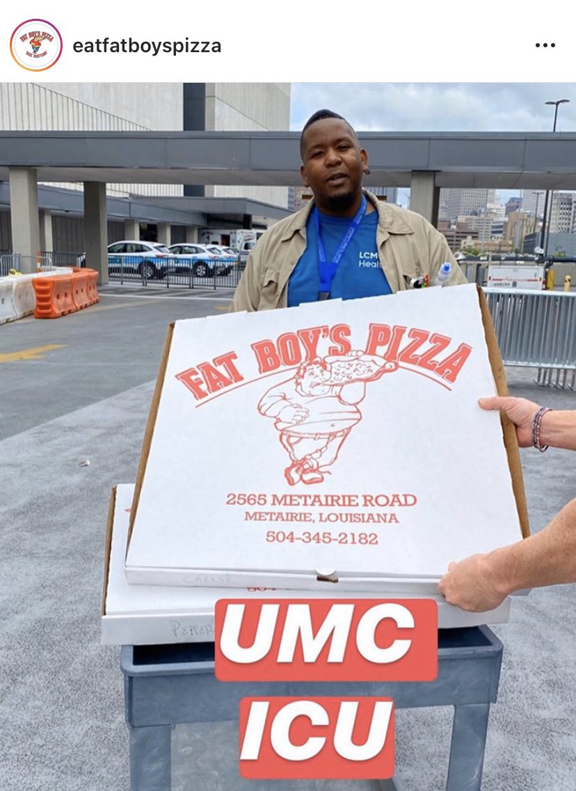 FletcherWDSU's tweet photo. Tonight at 10pm on @wdsu 
Local businessman Gabe Corchiani, owner of @eatfatboyspizza, talks about the reasons why he’s feeding (for free) doctors and nurses on the front line of the #COVID19 crisis. https://t.co/EjEWbUIg1H