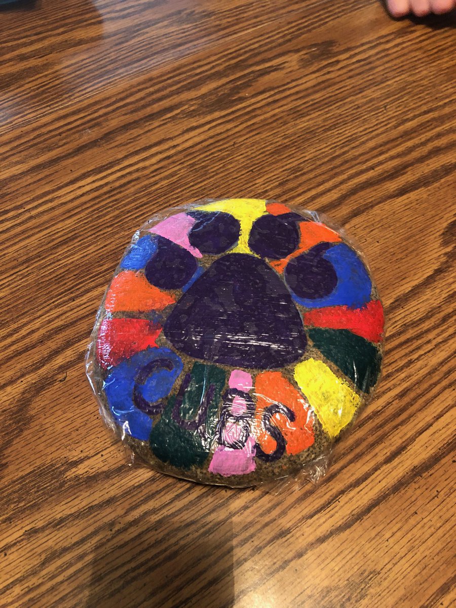 Our neighborhood social distancing game. One family hides this rock somewhere in our neighborhood, gives a clue to another family via a group text of its whereabouts and then they rehide it. #socialdistancing #NevadaCubPride