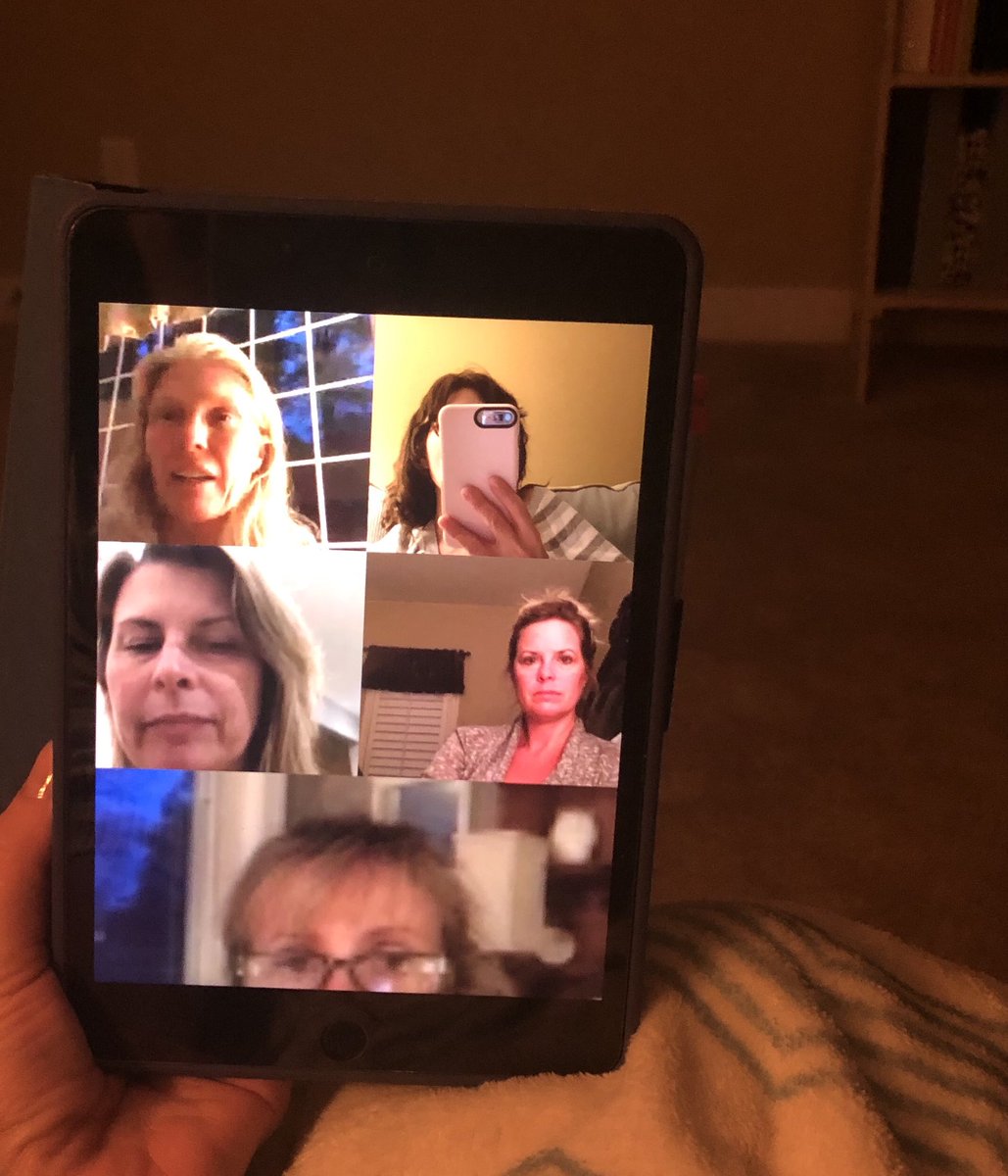 MMFinck's tweet photo. So excited that my book club (portion of us via video, rest by phone, & 2 unable to attend, 1 bc of kid-needs, oth due to lack of connectivity #realrural problems) DECIDED TO FEATURE *DEBUT AUTHORS* for the foreseeable future. At least a year. #amreading #BookClub #readdebut 📚 https://t.co/tXilb4DyGO