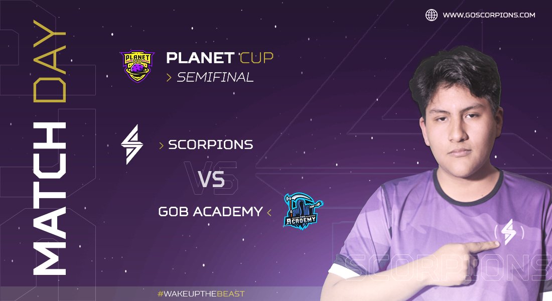 🦂| #MatchDay
🗡️| <a href="/cup_planet/">Planet Cup</a>
⌚| 9:00 🇵🇪

El día de hoy nos estaremos enfrentando a nuestros amigos de @Team_GOBAcademy por las semifinales de la #PlanetCup. 

¿Lograremos salir victoriosos? 🦂

#WakeUpTheBeast