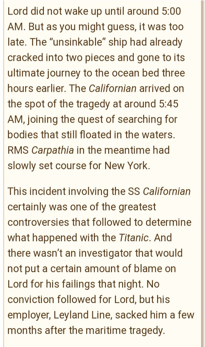 before "suddenly" coming to a hault on April 14th, captain Lord orders the California to immediately hault, ignoring all ice warnings. Only 4 hrs from the the actions and departure of Titanic. 1hr 25mins after collision, Titanic launched its first lifeboat..