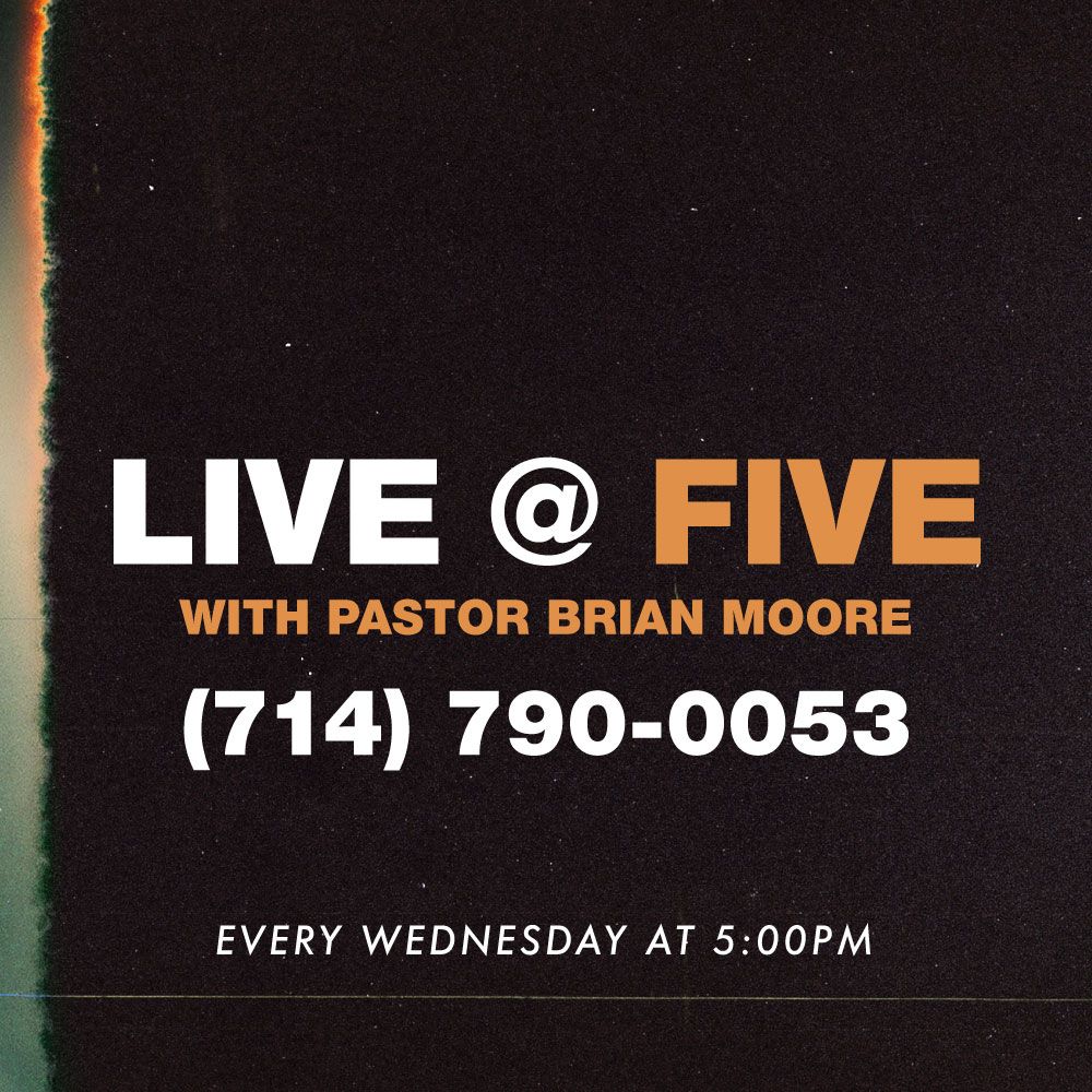 crosspointeCA's tweet photo. We're going to be going LIVE AT FIVE every Wednesday at 5:00PM. Pastor Brian will be answering any questions you may have! 

Text your questions to (714) 790-0053 and we'll see you live at five! https://t.co/hGzy5gdrp4
