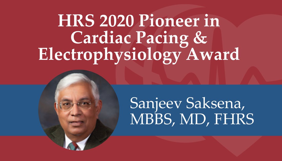 #Congratulations to @CardiacepPA for receiving the HRS 2020 Pioneer in Cardiac Pacing and Electrophysiology Award. Learn more about Dr. Saksena's significant contributions to the field of EP: bit.ly/2UcoTvP #EPeeps #CardioTwitter #Pioneer