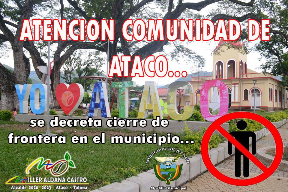 ataco_tolima's tweet photo. Nuestro Compromiso Es La Salud!!!

Se le informa a todos los familiares de las colonias Atacunas residentes en  todo el territorio del país, que el INGRESO al municipio de Ataco se encuentra RESTRINGIDO, Por motivo de la cuarentena dispuesta por el gobierno nacional. https://t.co/ueWuE3Z0BZ