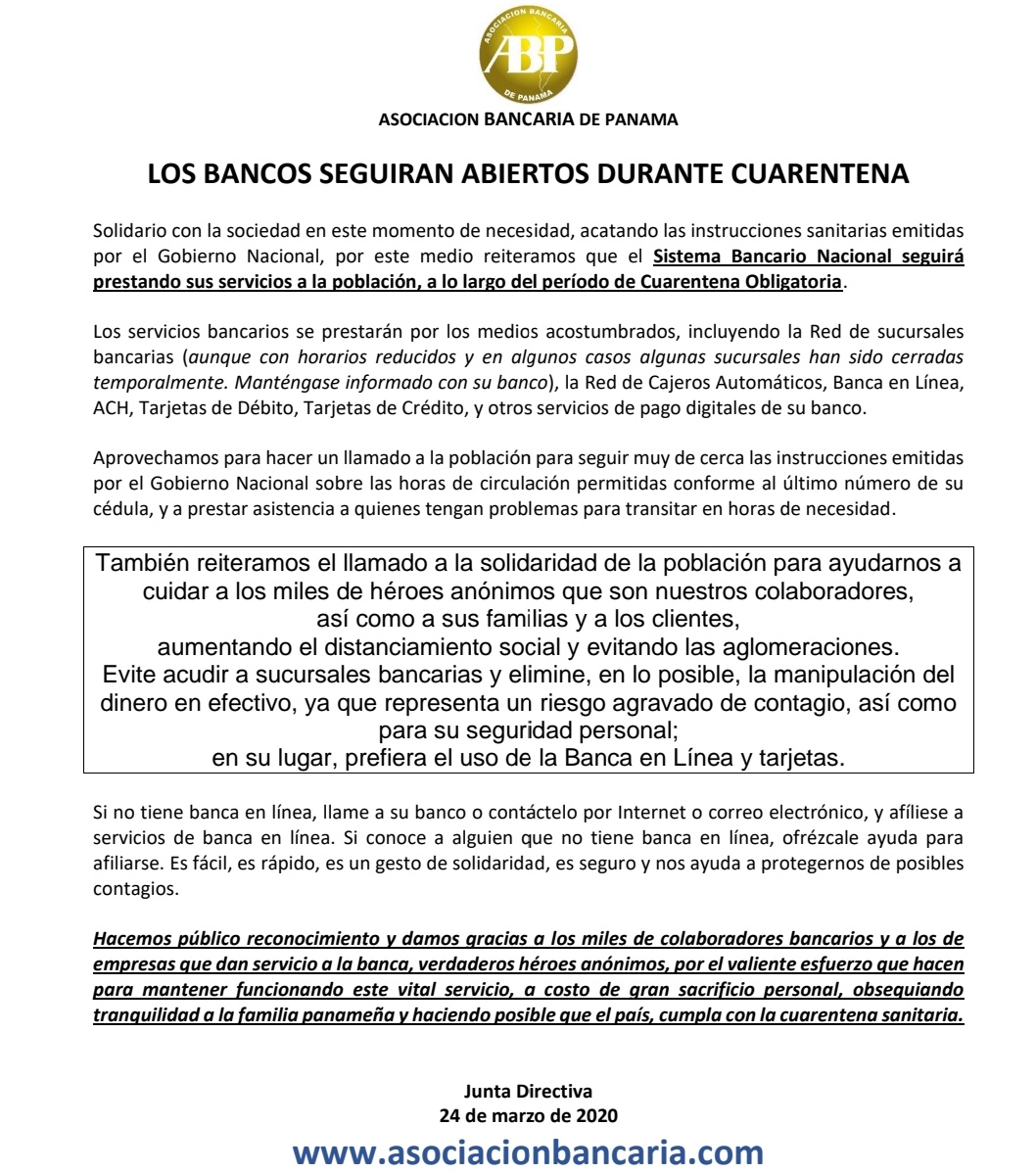 #QuédateEnCasa Nos unimos y compartimos el compromiso de la Asociación Bancaria de Panamá (ABP). #Covid19 #Bancos Acuerdo Bancario 2-2020