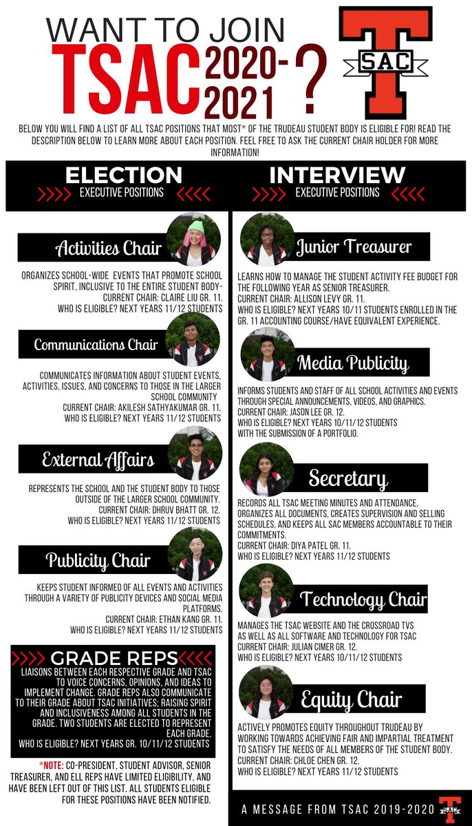 Want to join TSAC 2020-2021? Here's a comprehensive list of all executive positions with descriptions that YOU can go for next year!