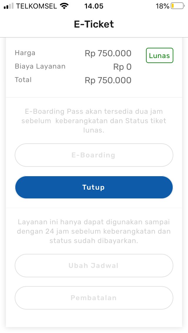 Saya mau batalin tiket ko gabisa ya? Terimakasih, tolong di respon