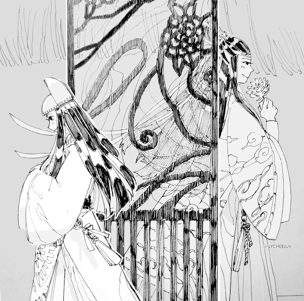 _lycheeluv's tweet photo. I wanted to have their first art as my 100th palette but since it's #xichenweek - no specific prompt or day but maybe something along secret love or first love or something like that #xiyao https://t.co/Xj64JQhi6h