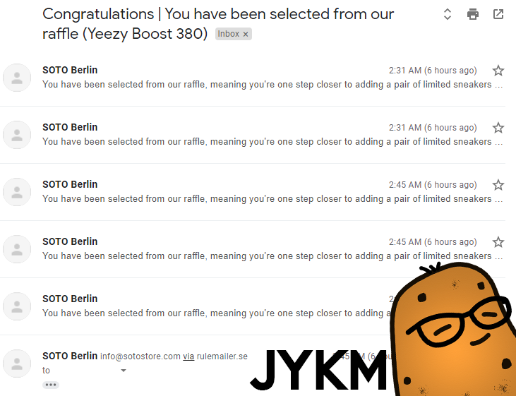 TasteThatPotato's tweet image. 🧱🧱 DM if you need for personal
Bot: @KicksRaffleBot 
Proxies: @SlashProxies @WorksSubnet 
Mails: @GmailSupply