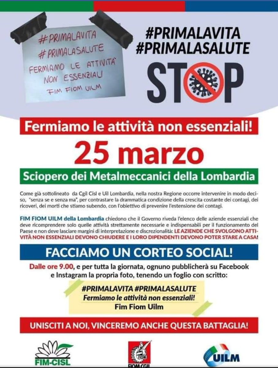 #25marzo #scioperodeimetalmeccanici #primalavita #FimMonzaBrianzaLecco