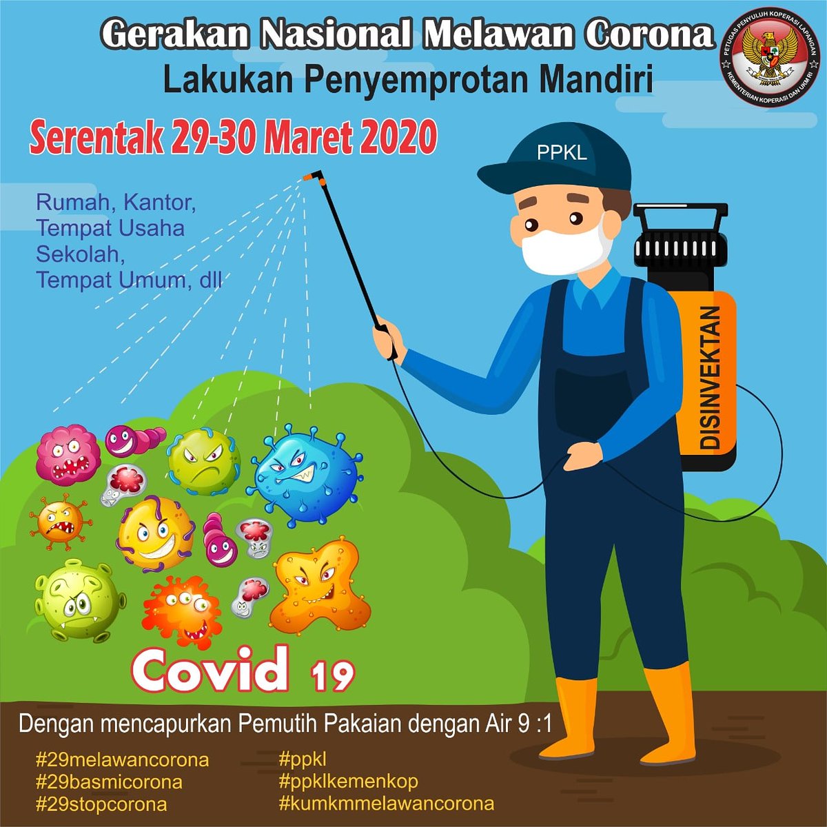 Bersama2 kita lawan #corona
#29basmicorona
#29melawancorona
#ppkl
#ppklkemenkop
<a href="/jokowi/">Joko Widodo</a> 
<a href="/ganjarpranowo/">Ganjar Pranowo</a> 
<a href="/BNPB_Indonesia/">BNPB Indonesia</a>