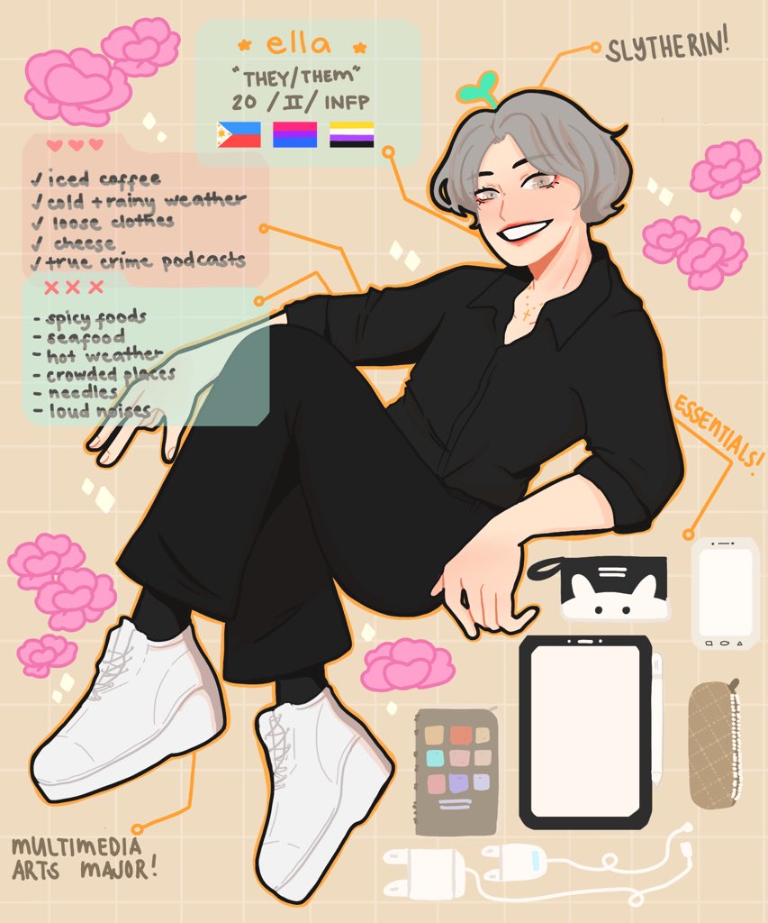 dropping this here! Made a #MeetTheArtist over at insta since i reached 3k there! 

hi im your local caffeinated enby ella
Pls stop misgendering me ;> 