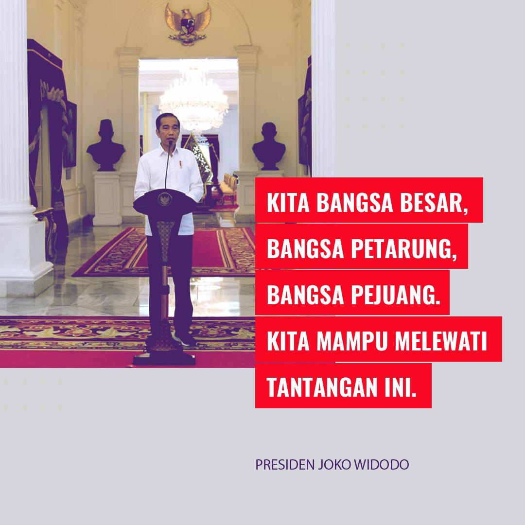 Saya sungguh-sungguh mengapresiasi gerakan masyarakat yang telah turut menyebarkan informasi tentang physical distancing atau jaga jarak aman untuk menghindari penyebaran virus korona.

Kita harus kerja keras, kita harus bersatu dan bergotong-royong menghadapi tantangan ini.