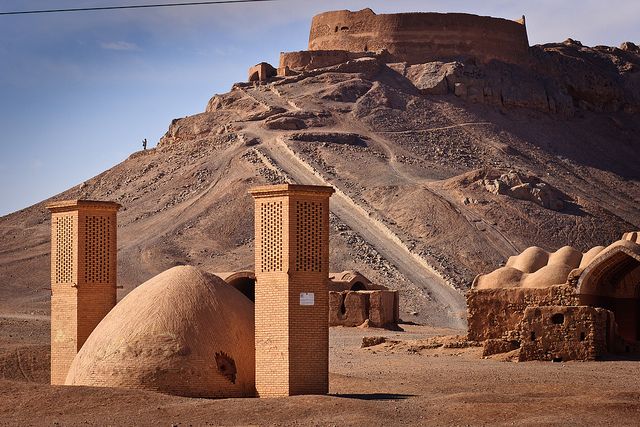 In tonight's addition to my Iranian cultural heritage site thread we're going to see Towers of Silence. Zoroastrians believed dead bodies would pollute the earth if buried in it, so instead they would leave their deceased on top of towers open to the elements & birds.