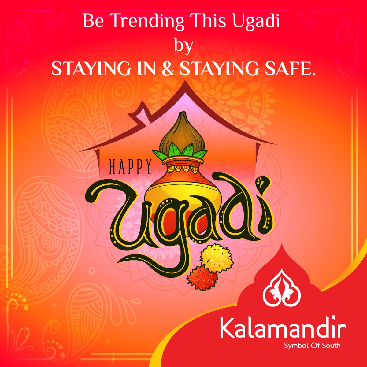 kalamandir's tweet photo. May this Ugadi usher cheerfulness, enriching the hearts of people with good health, wealth and joy. Bountiful festival wishes from Kalamandir. Stay Safe and Celebrate Healthily.  #staysafe #stayin #ugadiwishes https://t.co/jz5BiPObKg