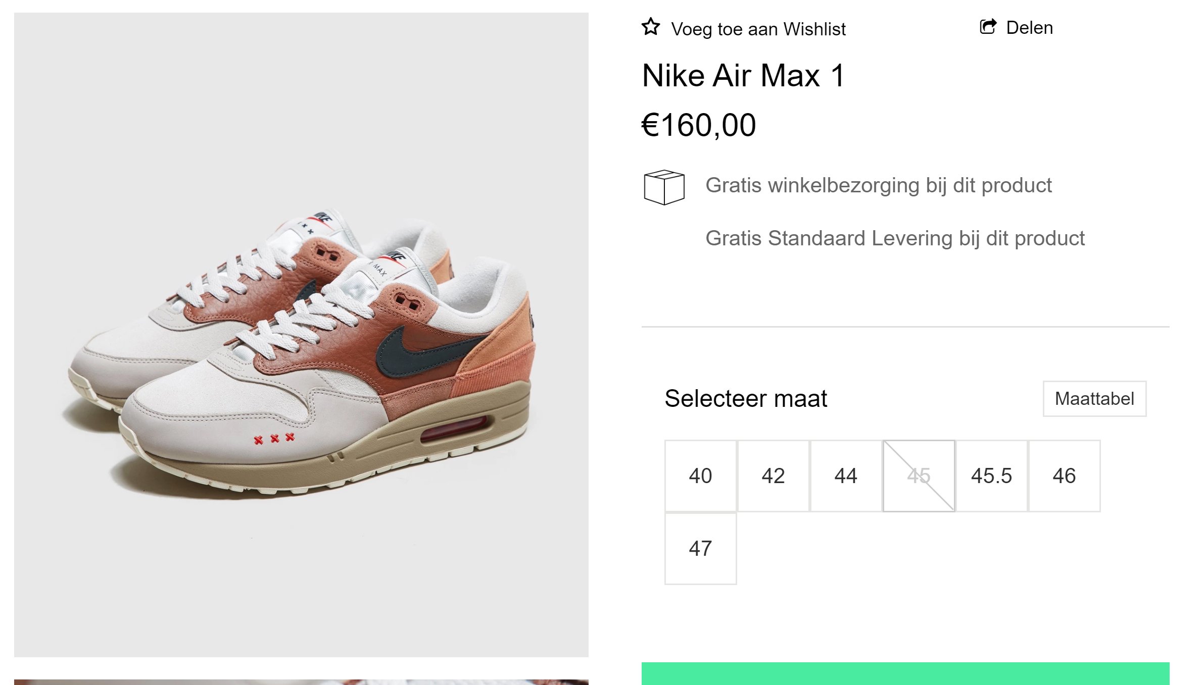 Nike air max 1 maattabel sale
