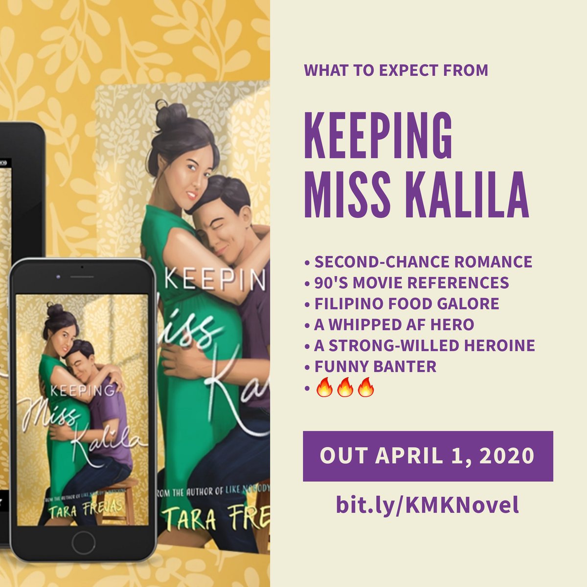 tarafrejas's tweet photo. π’π’ PRE-ORDER Keeping Miss Kalila (AKA #ProjectDatu) on Amazon! One click it here β‘οΈ https://t.co/kFCdbf7Gzd
Release date: Wednesday, April 1, 2020
(Because Datu is what? A fool for Kalila. π
)
#romanceclass https://t.co/qquQoPSUKf