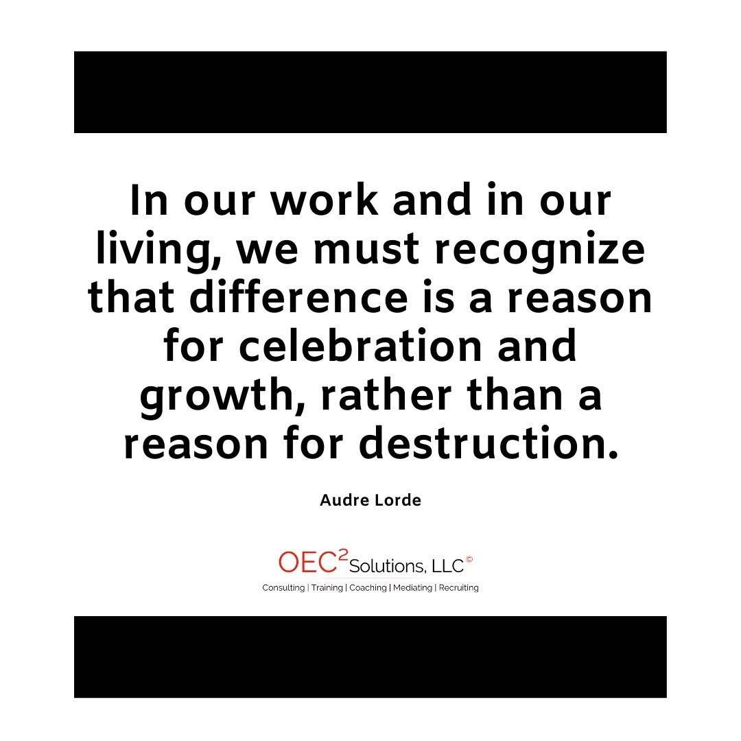 Oec2solutions's tweet image. In our work and in our living, we must recognize that difference is a reason for celebration and growth, rather than a reason for destruction.

#diversity #inclusion #diversityandinclusion #equality #culture #leadership