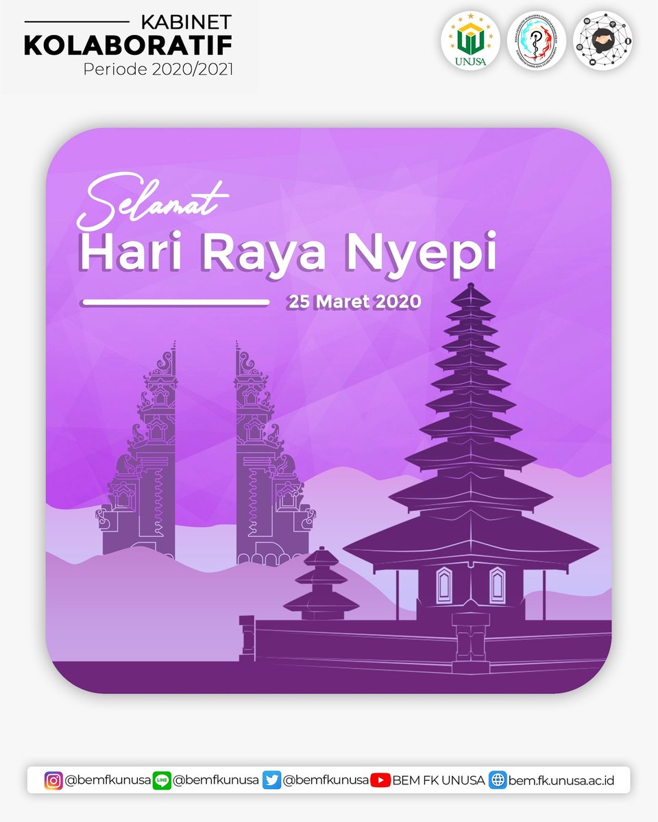 BemFkUnusa's tweet photo. [Hari Raya Nyepi]
Selamat menjalankan Catur Brata Penyepian, Tahun Baru Saka 1942. Semoga keheningan sepi membawa kita ke alam yang tenang dan damai untuk menemukan makna kehidupan di dunia. Selamat Hari Raya Nyepi 2020 bagi yangmerayakan

#HIKreatif
#KabinetKolabiratif
#FKUNUSA https://t.co/fWSBBSiA4n