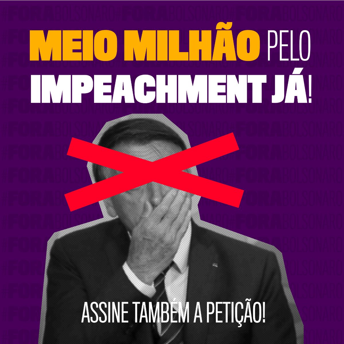 MEIO MILHÃO DE PESSOAS JÁ APOIAM O IMPEACHMENT DE BOLSONARO!

500 mil pessoas já assinaram a petição de apoio ao pedido de impeachment do Bolsonaro. Suas falas criminosas não podem continuar! Ajude a chegar em 1 milhão: bit.ly/AcabouBolsonaro

#ForaBolsonaro #ImpeachmentJá