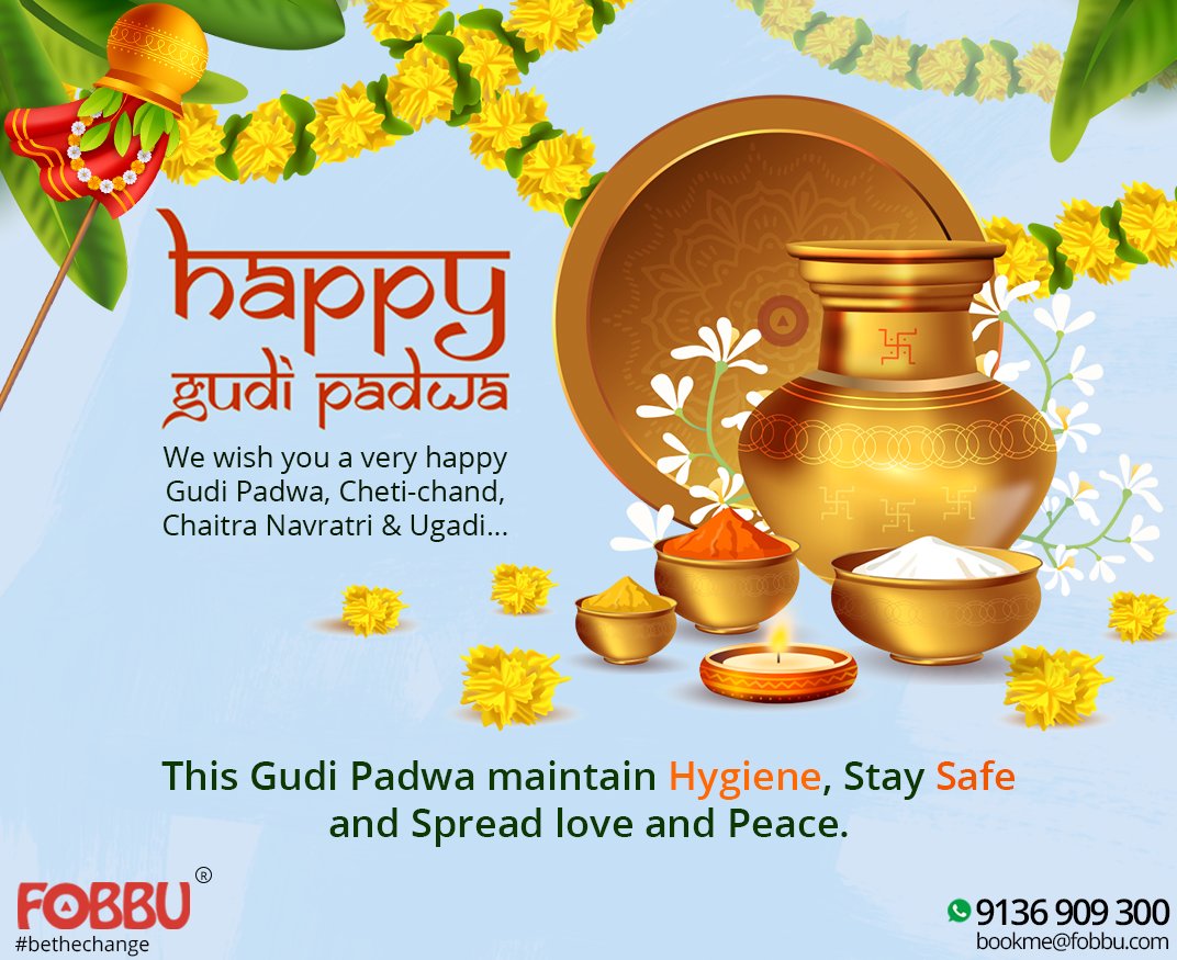 myfobbu's tweet photo. #gudipadwa #gudipadwaspecial #wishing #mumbai #happygudipadwa #festivemood #makeinindia #festival #stay #cleanliness #hygiene #stayfresh #protection #selfcare #fobbucarcare #spreadlove #staysafe #chetichand #chaitranavratri #ugadi #happynavratri https://t.co/tNRDzrmrcD