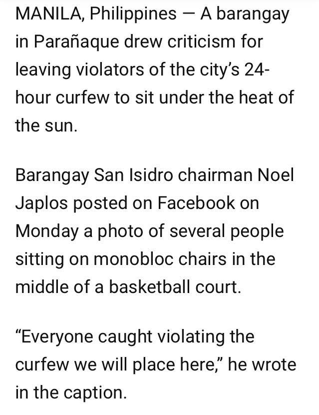 Mariing kinukundena ng representasyong ito ang hindi makataong parusang pinapatupad ng naturang baranggay sa mga curfew violators. Sa umiigting na kawalan ng checks & balances & presensya ng state forces sa gubyerno ay pinag-iingat ang lahat mula sa abuso sa karapatang pantao.