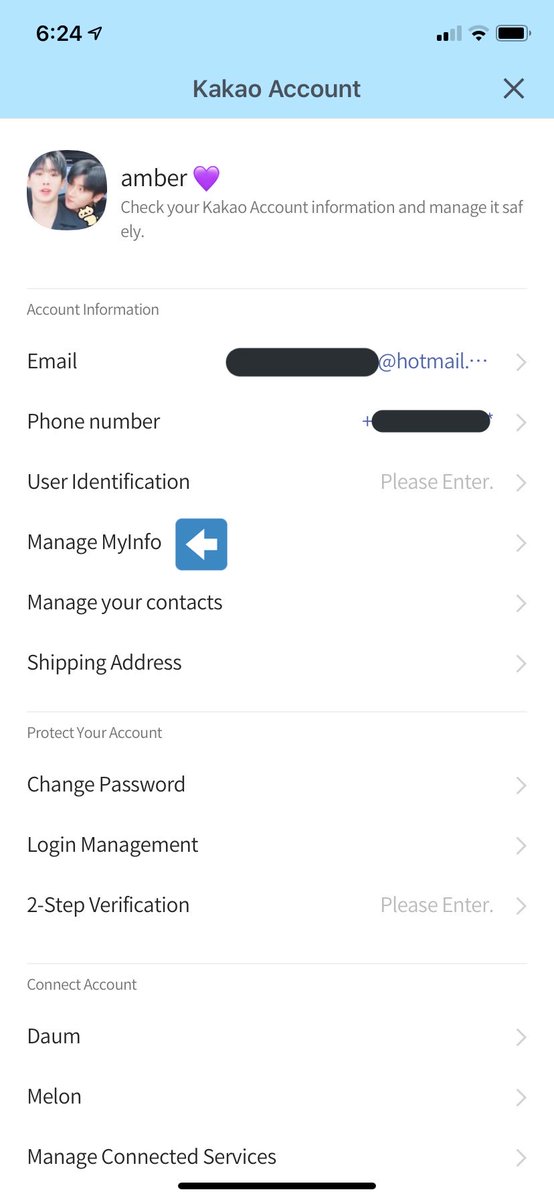 IF YOU ARE MERGED WITH KKT (this means you can ONLY log in with KKT & NOT Daum ID) this is for you. In the 1st pic click the Account under the K with a circle around it. 2nd click Manage MyInfo. 3rd nickname doesn’t matter.