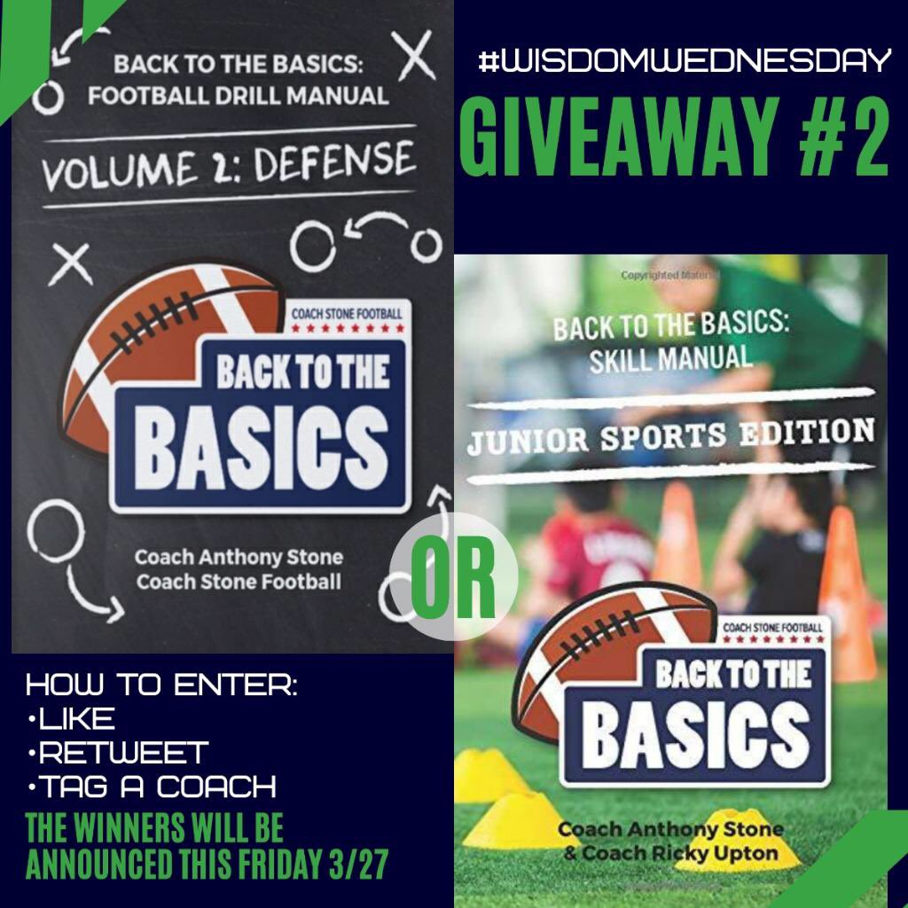 Coach_Stone_MT's tweet photo. In Celebration of my BDay on 3/31 &amp; to help distract from recent events I am going to be giving away 2 of my FB Drill Manuals every week.
#WisdomWednesday Giveaway #2 starts today.
How to enter:
•Like 
•Retweet 
•Tag a Coach
Winners will be announced 3/27 https://t.co/qMdmT2H40D