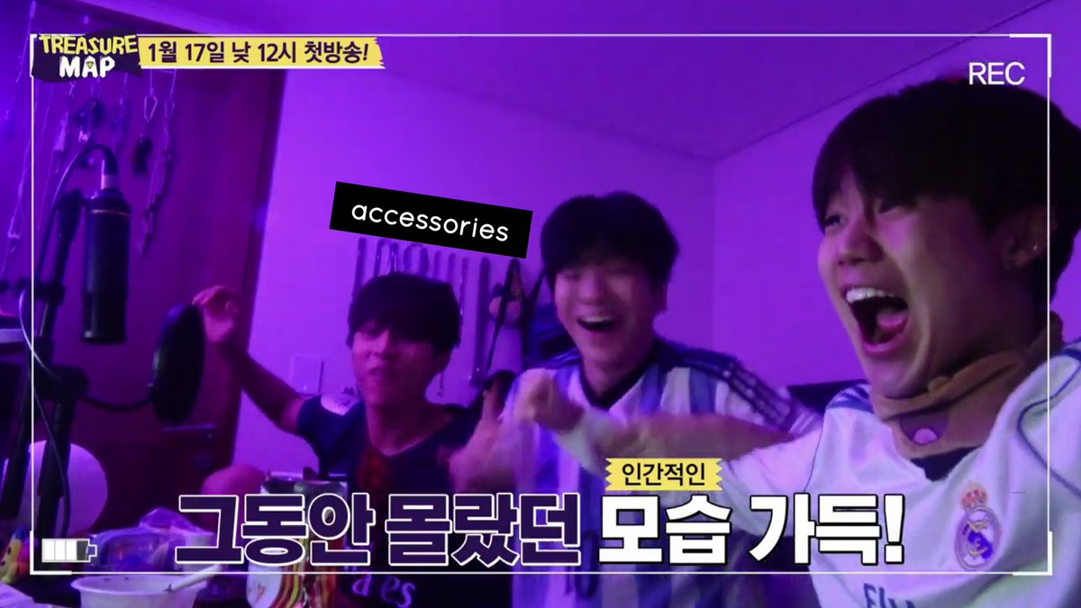 - tm teaser: hyunsuk, jaehyuk & jeongwoo watched soccer- tm ep 9: hyunsuk, haruto, jaehyuk & jeongwoo played ps4 they won during the game.(his room layout has slighly changed if you see it carefully, eg: jerseys on the wall)