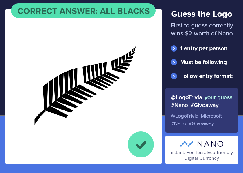 LogoTrivia's tweet photo. @thatmathguyy Winner, Winner! Correct answer was: All Blacks. @NanoTipBot !tip $2 @thatmathguyy https://t.co/cRUSii158d
