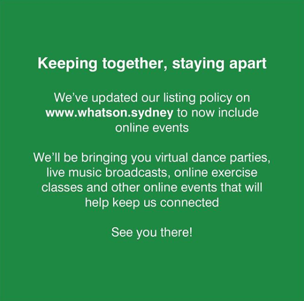 StudyNSW's tweet photo. Check out the new online events offered by @CityofSydney, including virtual dance parties, live music and exercise classes to ensure we are keeping together while staying apart. Visit https://t.co/xedmthDFc2 https://t.co/2JnnhYhA70