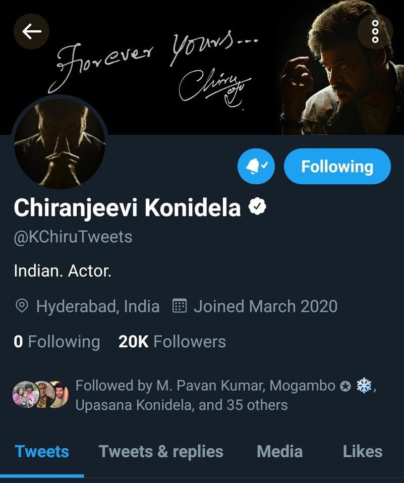 Megastar Chiranjeevi (@chirufanclub) on Twitter photo 20K in Just 20 Mins....
All time Record .... #Megastar
#WelcomeMegaStarToSM
Box Office r Social Media ... One & Only King <a href="/KChiruTweets/">Chiranjeevi Konidela</a> 😎 20K in Just 20 Mins....
All time Record .... #Megastar
#WelcomeMegaStarToSM
Box Office r Social Media ... One & Only King <a href="/KChiruTweets/">Chiranjeevi Konidela</a> 😎