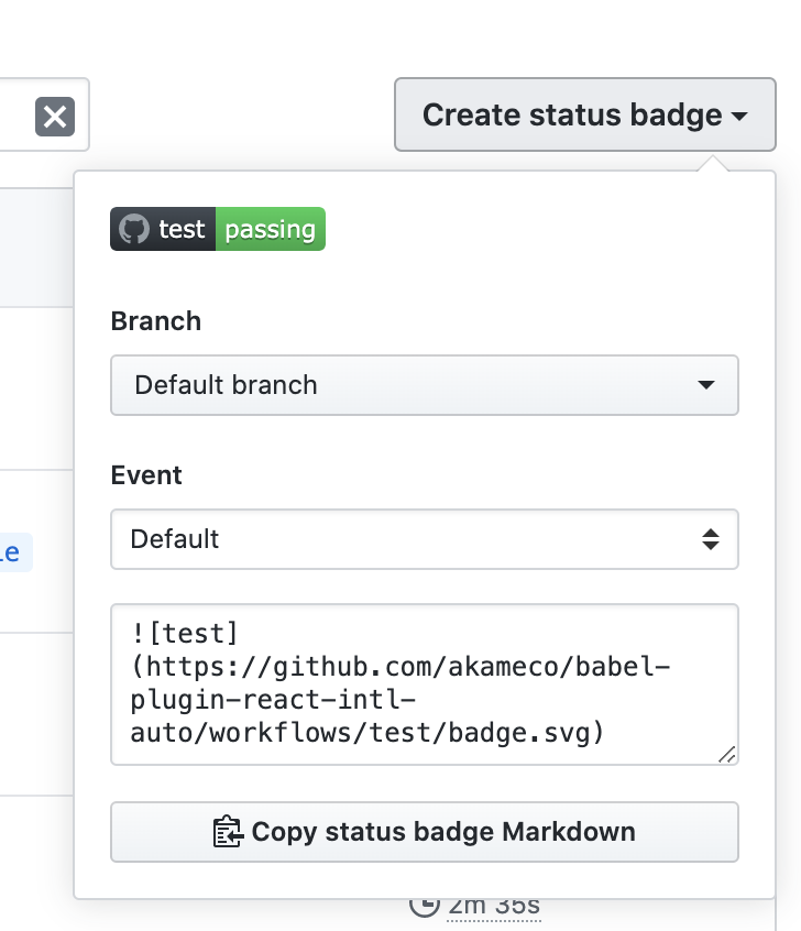 akameco's tweet photo. GitHub Actionsのバッジ簡単に設定できて便利なんだけど、そのままコピペするとsvgへのリンクになって不便なので対象のアクションへのリンクにする雑なユーザースクリプト用意した

https://t.co/z53uo70JLs https://t.co/xLamjw0qPl