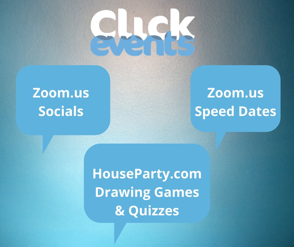 No need to lose touch or feel alone as Click is offering a range of online events to help you feel part of a community.  Join us for general chats/ games and speed dates so that you can continue building relationships online.  Simply download zoom.us which is free
