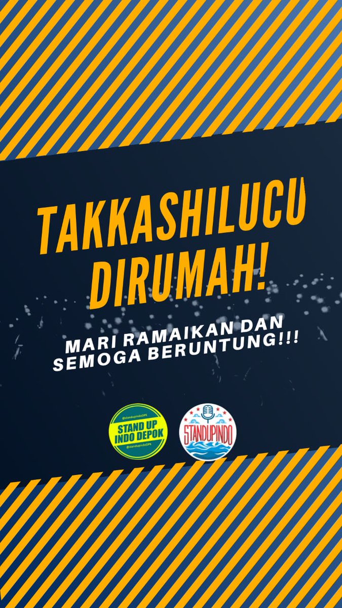 Yuk ikutan  #TakashiLucuDirumah bikin vidio oneliner 15 detik di instastory dan tag ke instagram @standupindo_depok

Ada hadiahnya loooh...

Pantengin ig kita yaa..