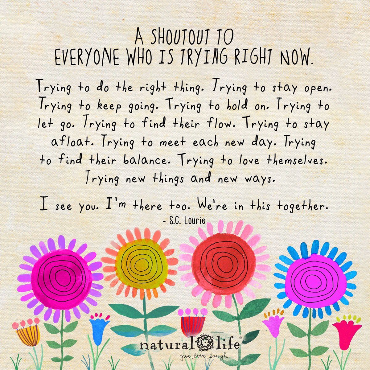 “I see you. I’m there too. We’re in this together.🌼  #COVID19