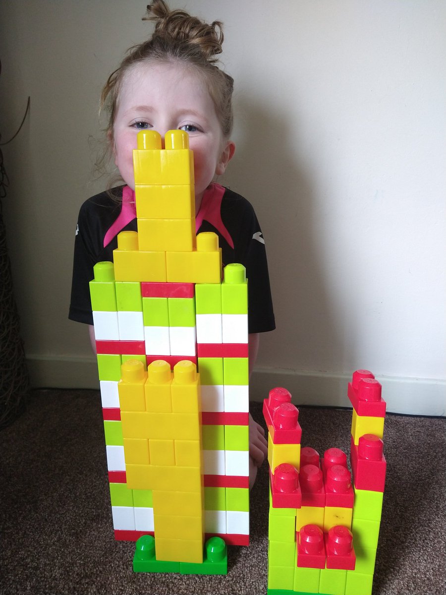 MrsDoc07's tweet photo. Challenge accepted @StLeonardsEK!!
Shaun with his robot family &amp; Caoimhe peeking out from her giant tower. 
😁😁 https://t.co/YcB9WieOv7