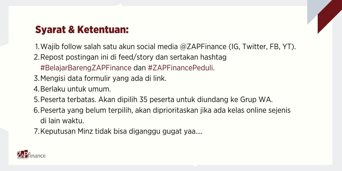zapfinance's tweet photo. Hal ini kami lakukan sebagai bentuk dukungan terhadap #ZAPFriends, supaya tetap semangat melalui kondisiseperti sekarang ini. ⁣Silakan isi formulir yang ada si link ini https://t.co/kAjOPTOfLn dan baca persyaratannya yaa... 😊 https://t.co/su1Ab2nVOz